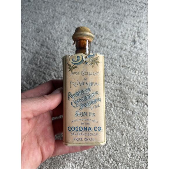 COLORFUL pre - 1886 COCONA BALM bottle SAN FRANCISCO all original LABEL CONTENTS - Picture 9 of 10
